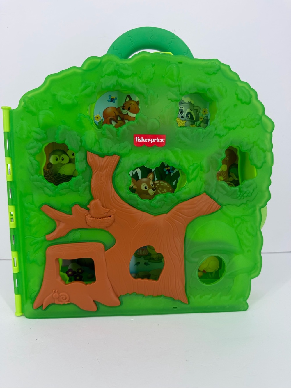 Fisher-Price Little People Forest Friends Figures Green Tree Carry Case Storage